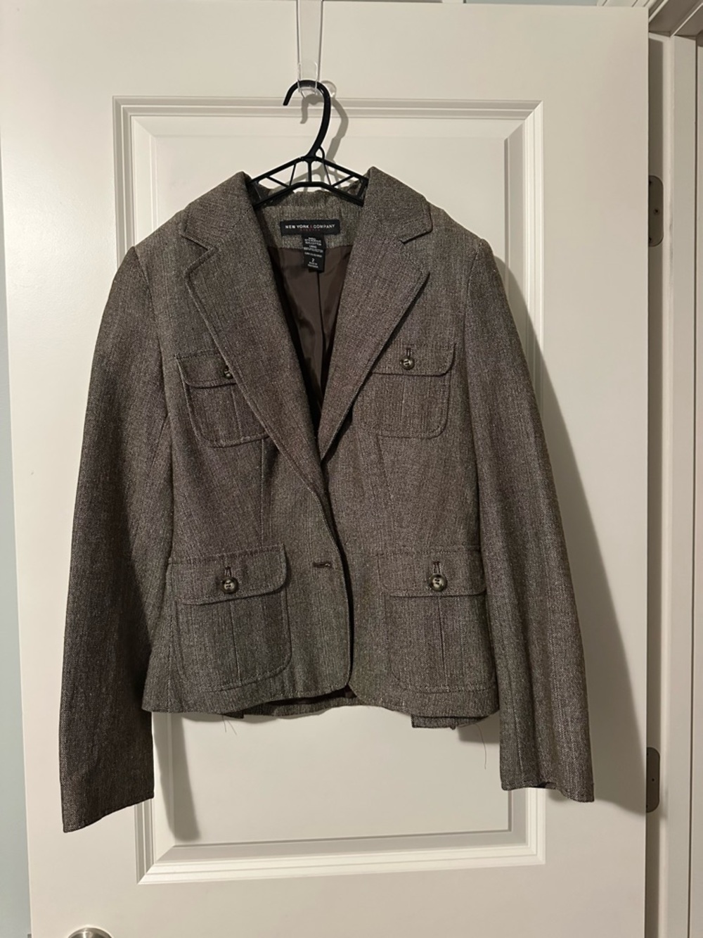 New York & Company Women's Gray-Brown Tweed Blazer